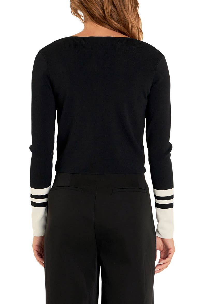 Colorblock Cardigan, Alternate, color, BLACK/ CREAM