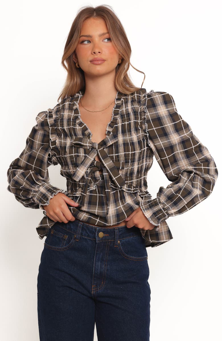 Petal & Pup Grayson Tie Front Plaid Top, Alternate, color, 