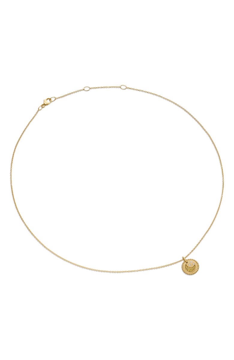 Cable Collectibles Moon & Stars Necklace with Diamonds & Yellow Sapphires in 18K Gold