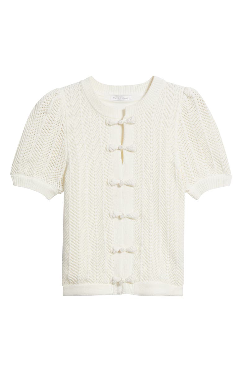 Elie Tahari The Billie Bow Cardigan, Alternate, color, Sky White