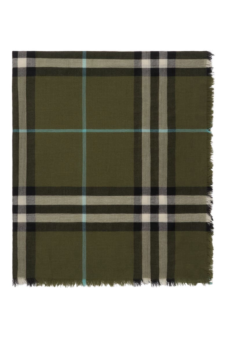 Giant Check Lightweight Wool Scarf, Alternate, color, PEA