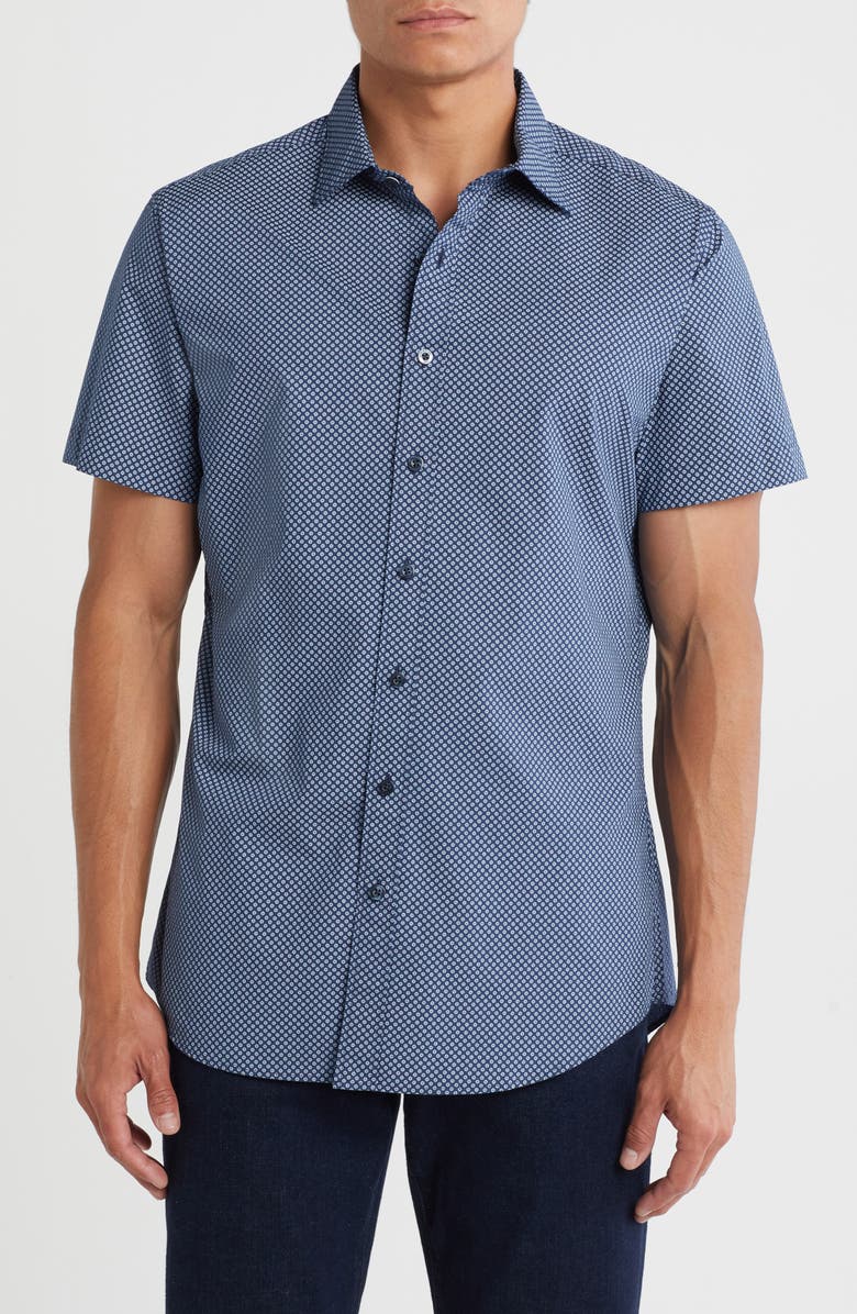 Rodd & Gunn Oxford Terrace Short Sleeve Cotton Button-Up Shirt, Main, color, Lake