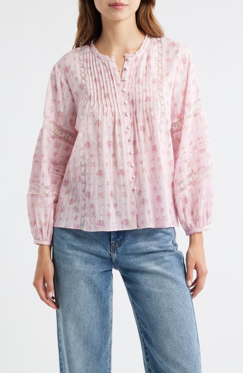 Lita Floral Long Sleeve Cotton Button-Up Top
