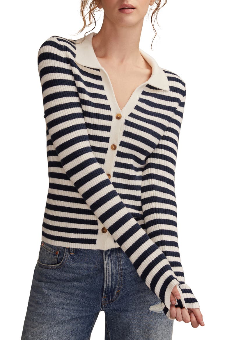 Stripe Johnny Collar Cardigan, Main, color, TOFU