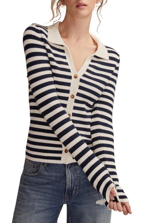 Stripe Johnny Collar Cardigan