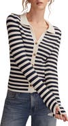 Lucky Brand Stripe Johnny Collar Cardigan