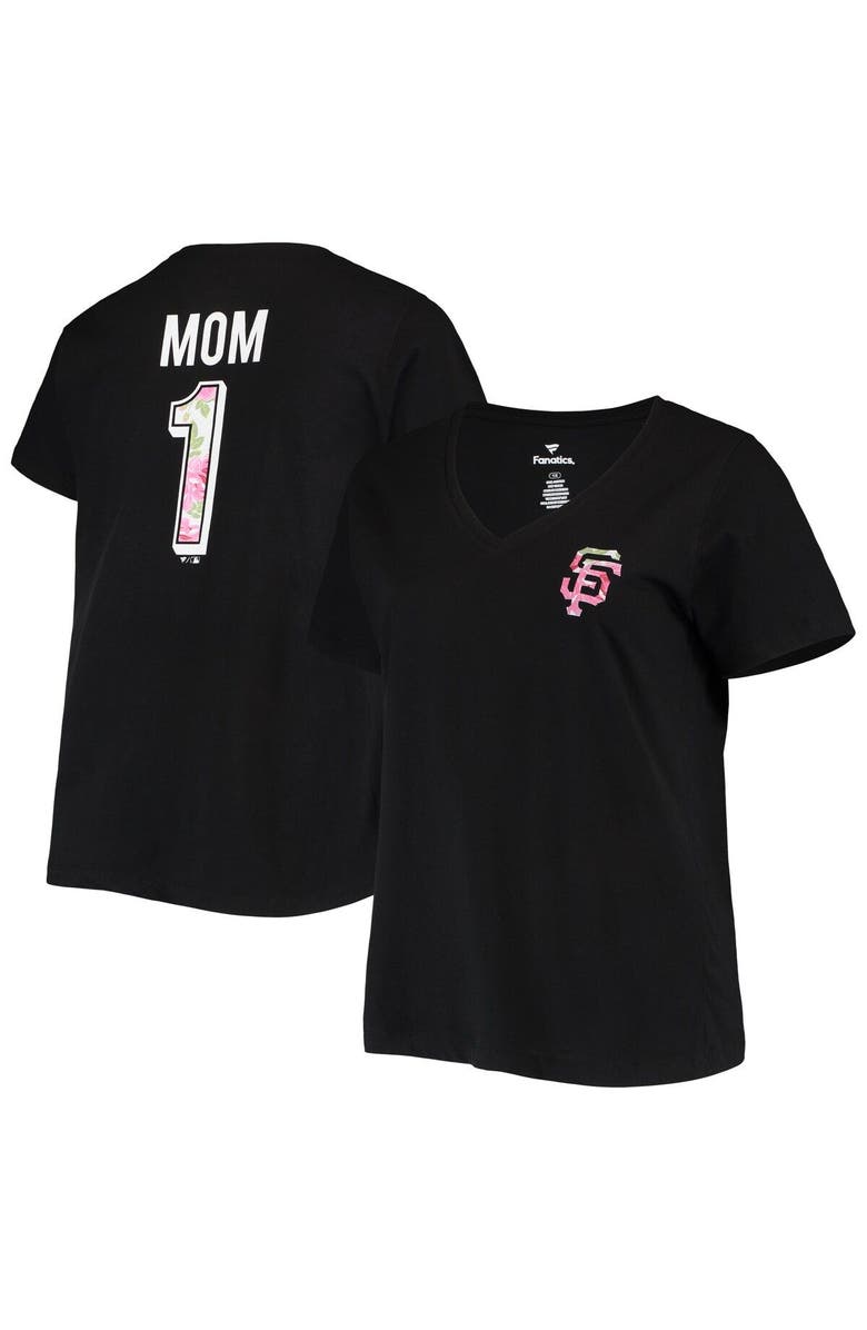 PROFILE Women's Black San Francisco Giants Plus Size #1 Mom 2-Hit V-Neck T-Shirt, Main, color, Black