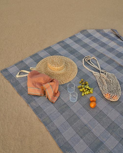 Mungo Picnic Blanket Cotton Rib Weave In Plum