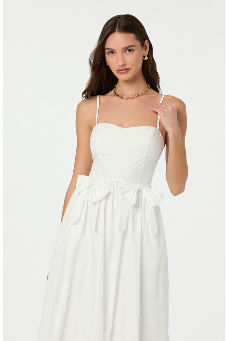 Poplin Bow Detail Midi Dress, Alternate, color, OFF WHITE