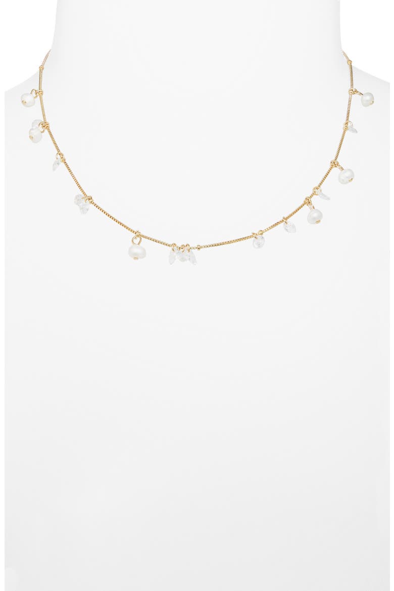Floating Cubic Zirconia & Faux Pearl Necklace, Alternate, color, CLEAR- WHITE- GOLD
