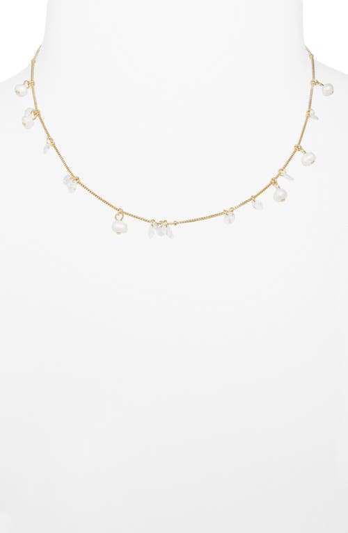 Nordstrom Rack Floating Cubic Zirconia & Faux Pearl Necklace In Gold