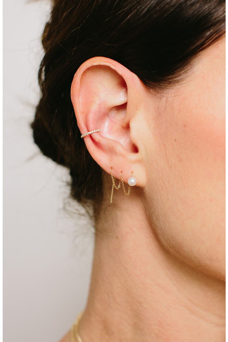 Cultured Pearl Threader Earrings, Alternate, color, 14K YELLOW GOLD