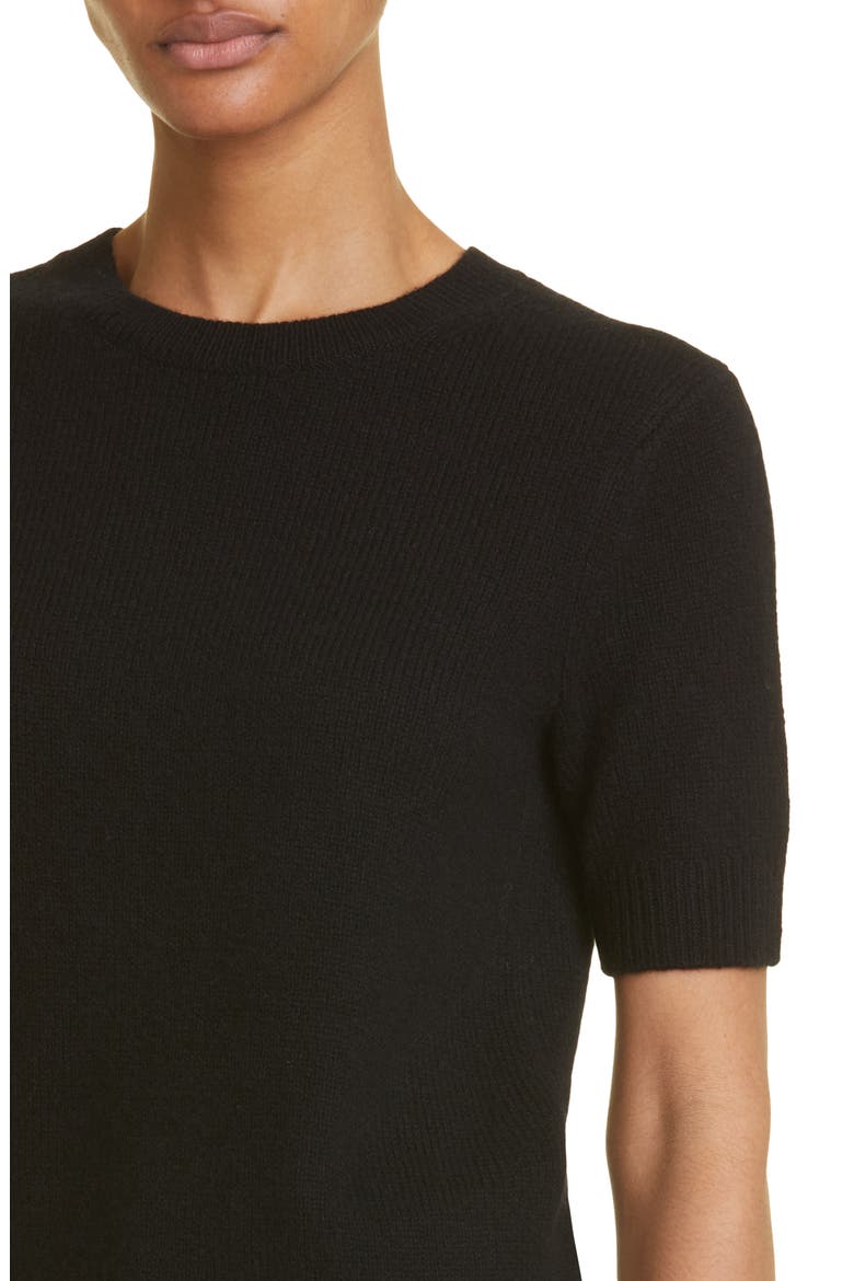 Short Sleeve Wool & Cashmere Sweater, Alternate, color, BLACK