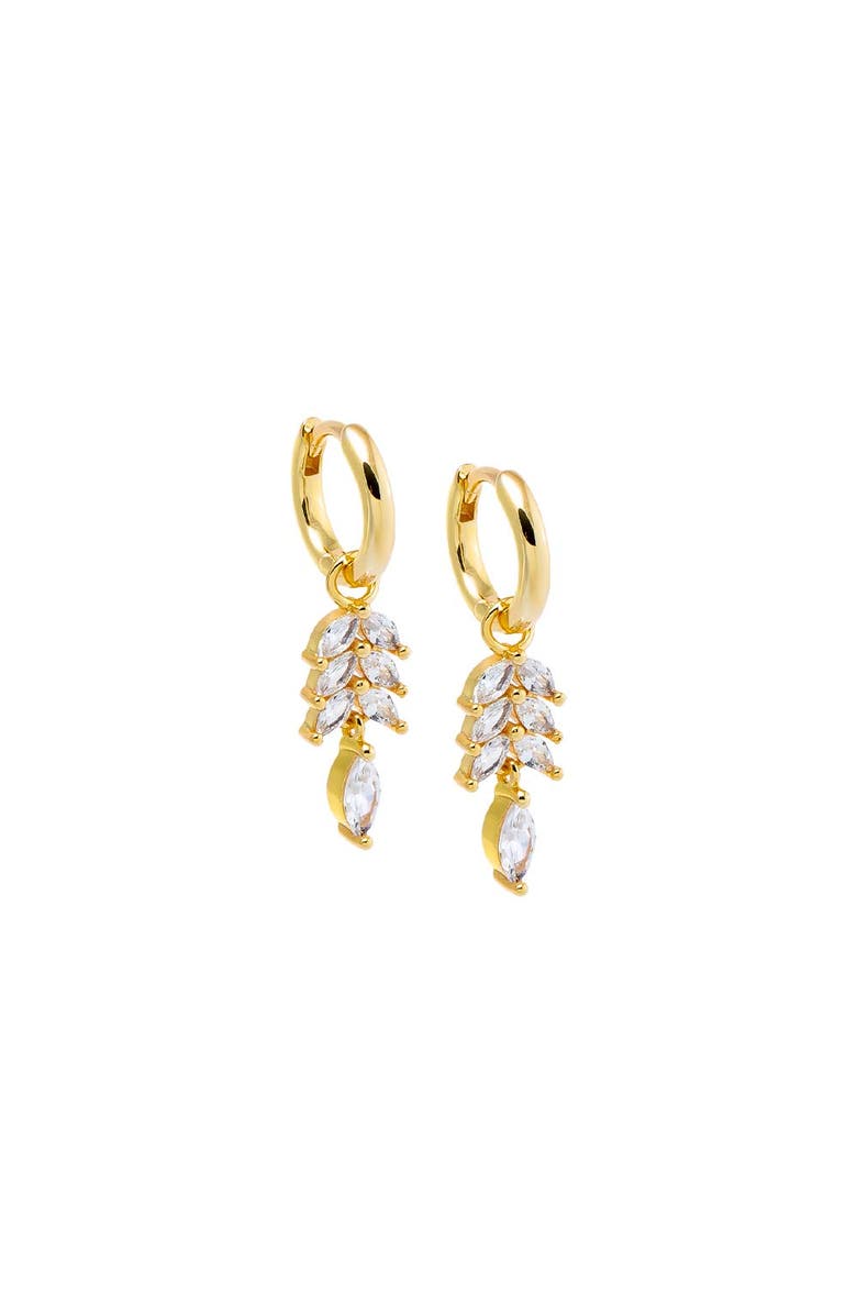 BY ADINA EDEN CZ Marquise Dangling Fish Bone Huggie Earring, Main, color, Gold