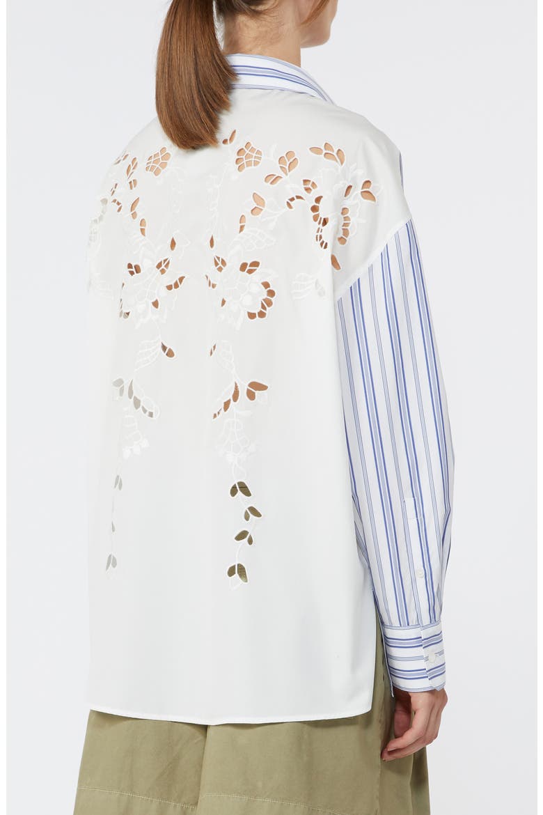 Tessile Stripe Poplin Eyelet Button-Up Shirt, Alternate, color, NAVY