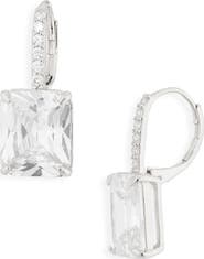 Nordstrom Crystal Square Pavé Leverback Earrings
