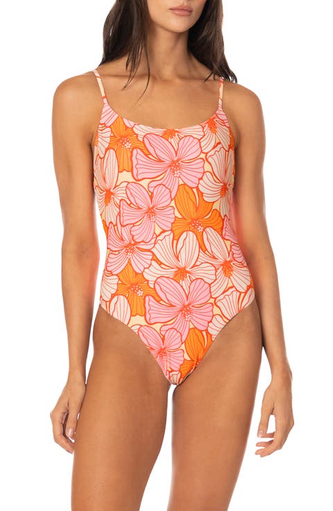 Retro Bloom Luster Reversible One-Piece Swimsuit
