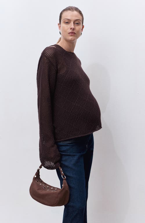 Mango Over The Bump Raw Hem Straight Leg Maternity Jeans In Blue