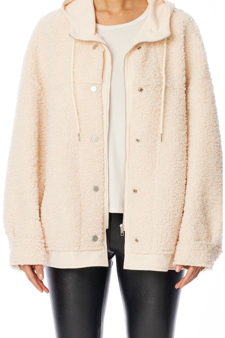 Indie Faux Shearling Hooded Jacket, Alternate, color, CRME AND
