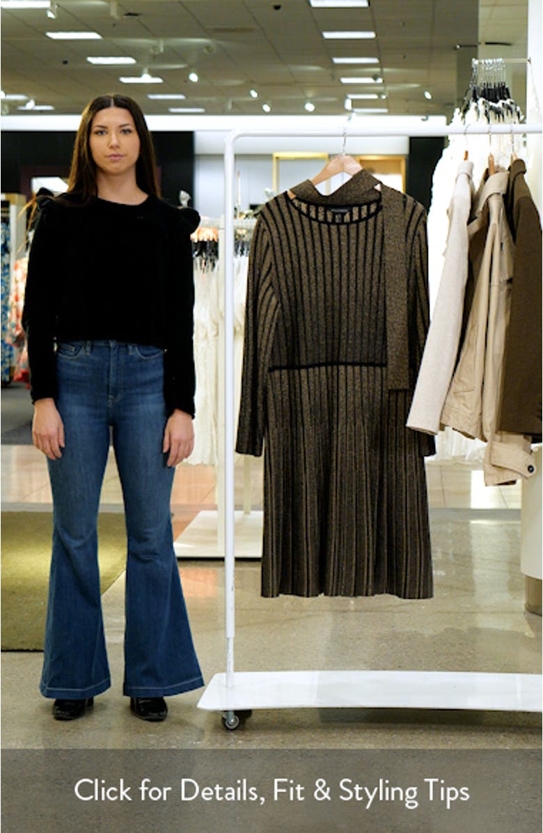 Shimmer Stripe Tie Neck Metallic Sweater Dress, sales video thumbnail