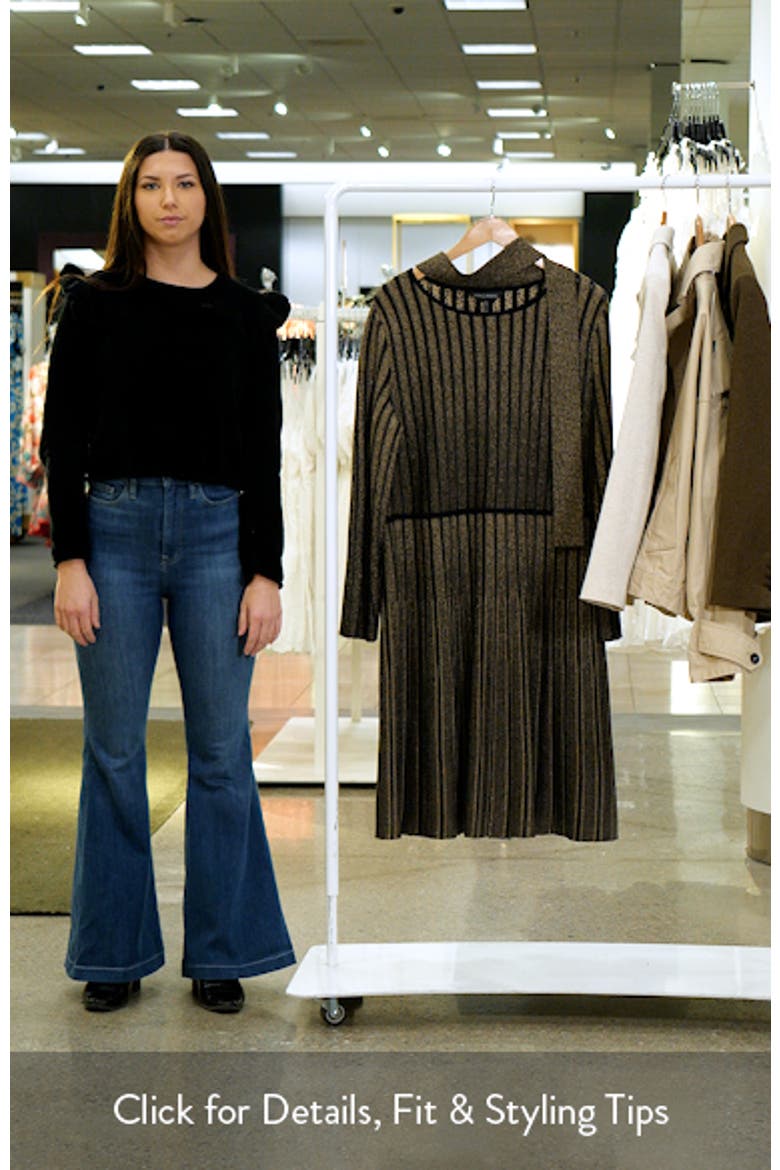 Shimmer Stripe Tie Neck Metallic Sweater Dress video
