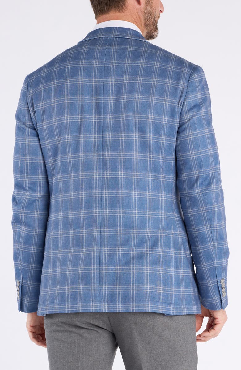 SAVILE ROW CO Shoreditch Slim Fit Blue Plaid Knit Sport Coat, Alternate, color, Blue