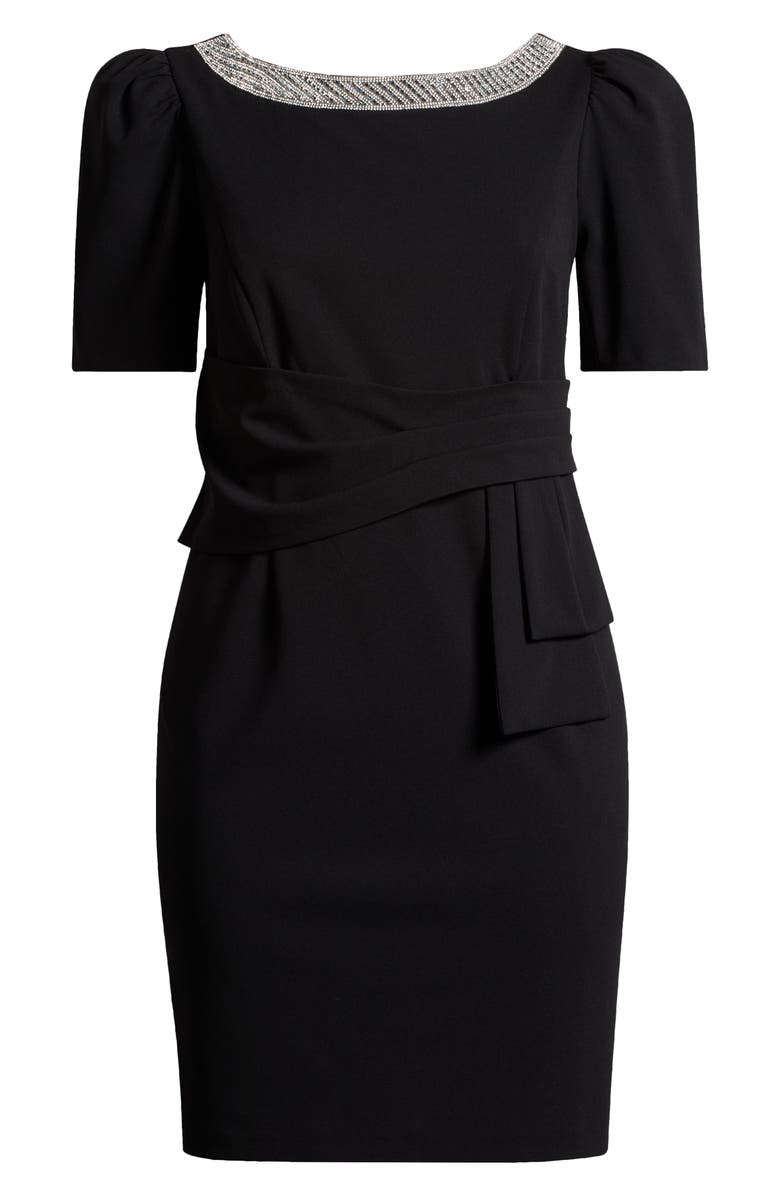 Alex Evenings Embellished Crepe Sheath Dress, Alternate, color, Black