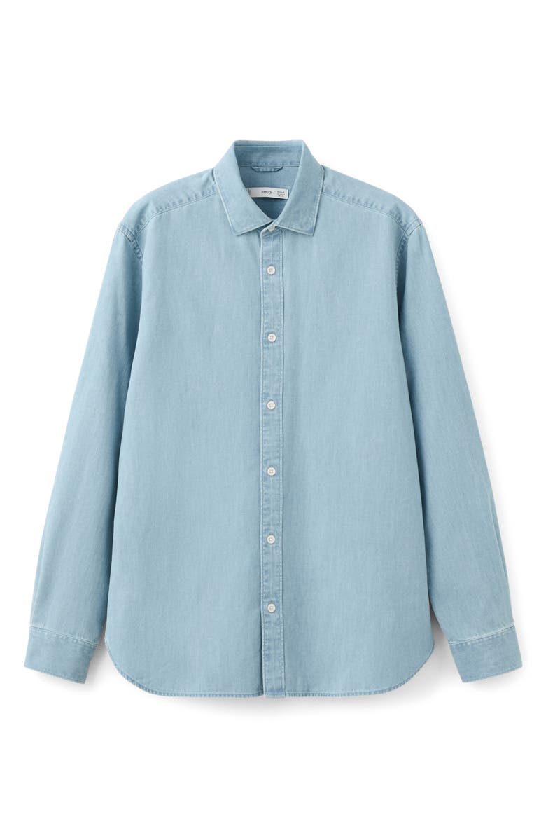 MANGO Denim Button-Up Shirt, Alternate, color, Light Blue