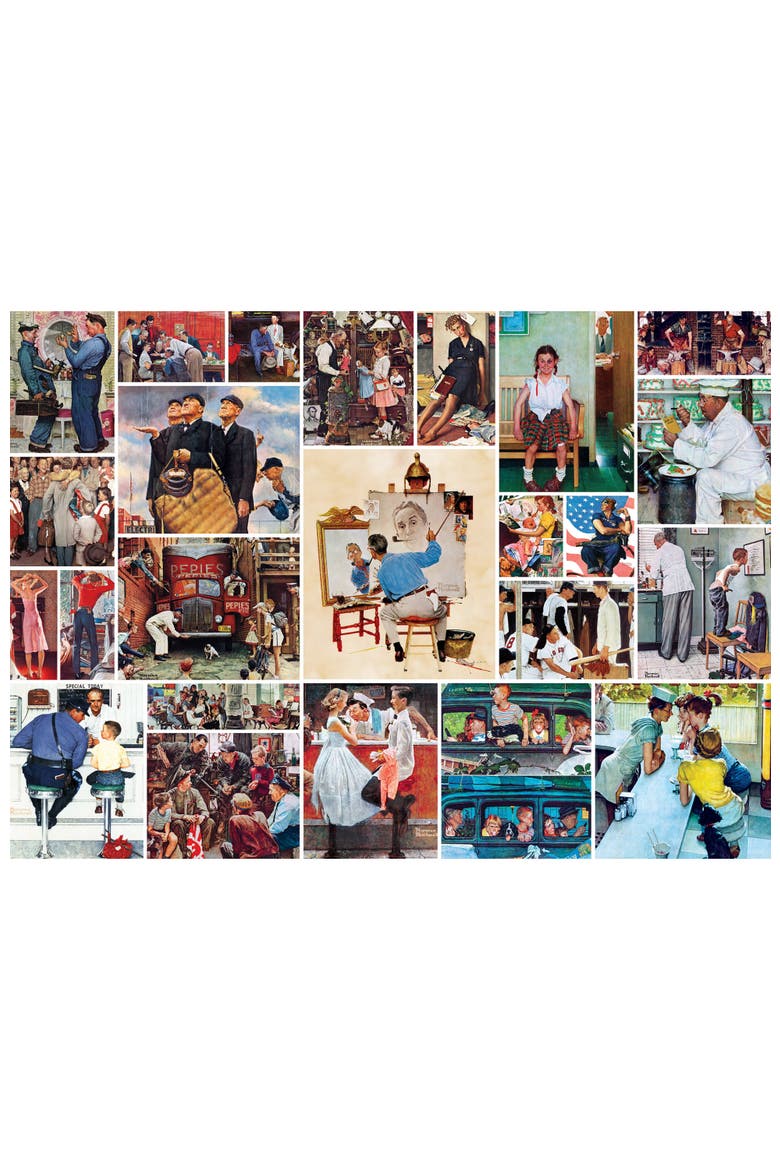 Rockwell Collage 1000 Piece Puzzle, Alternate, color, Multicolor