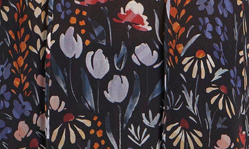 Apny Print Tassel Split Neck Chiffon Top In Multi