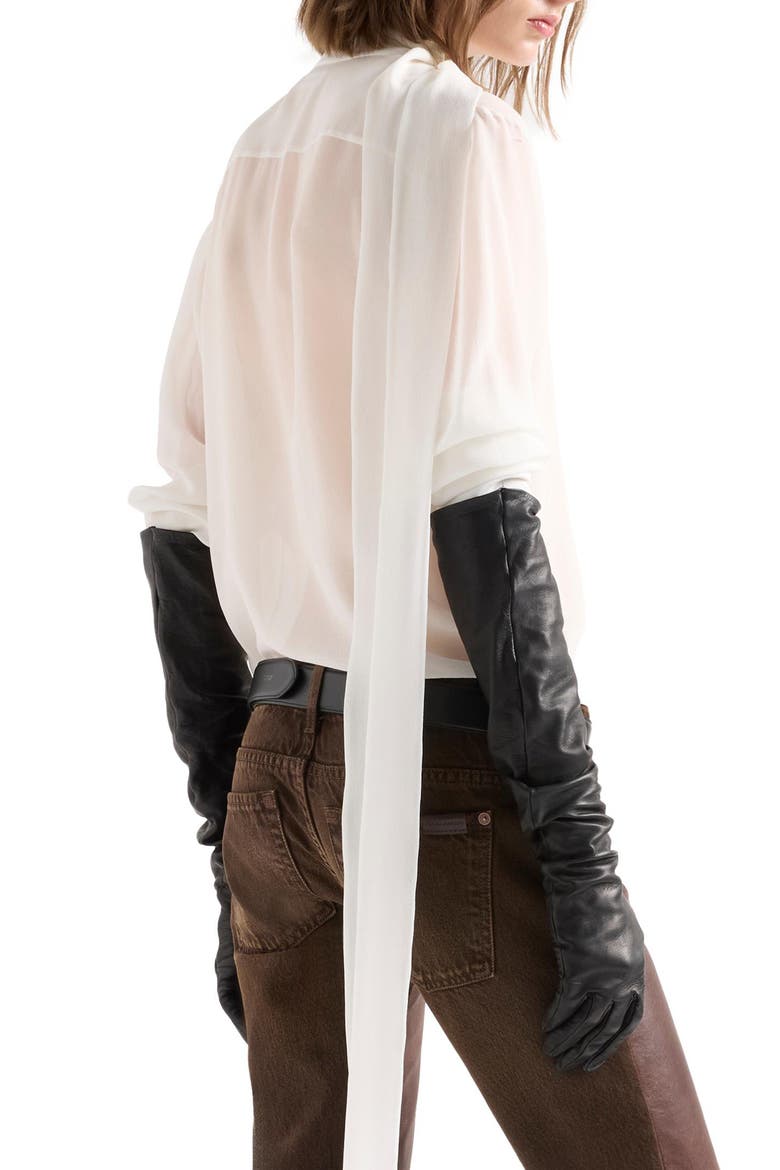Silk Bow Shirt, Alternate, color, SILK IVORY