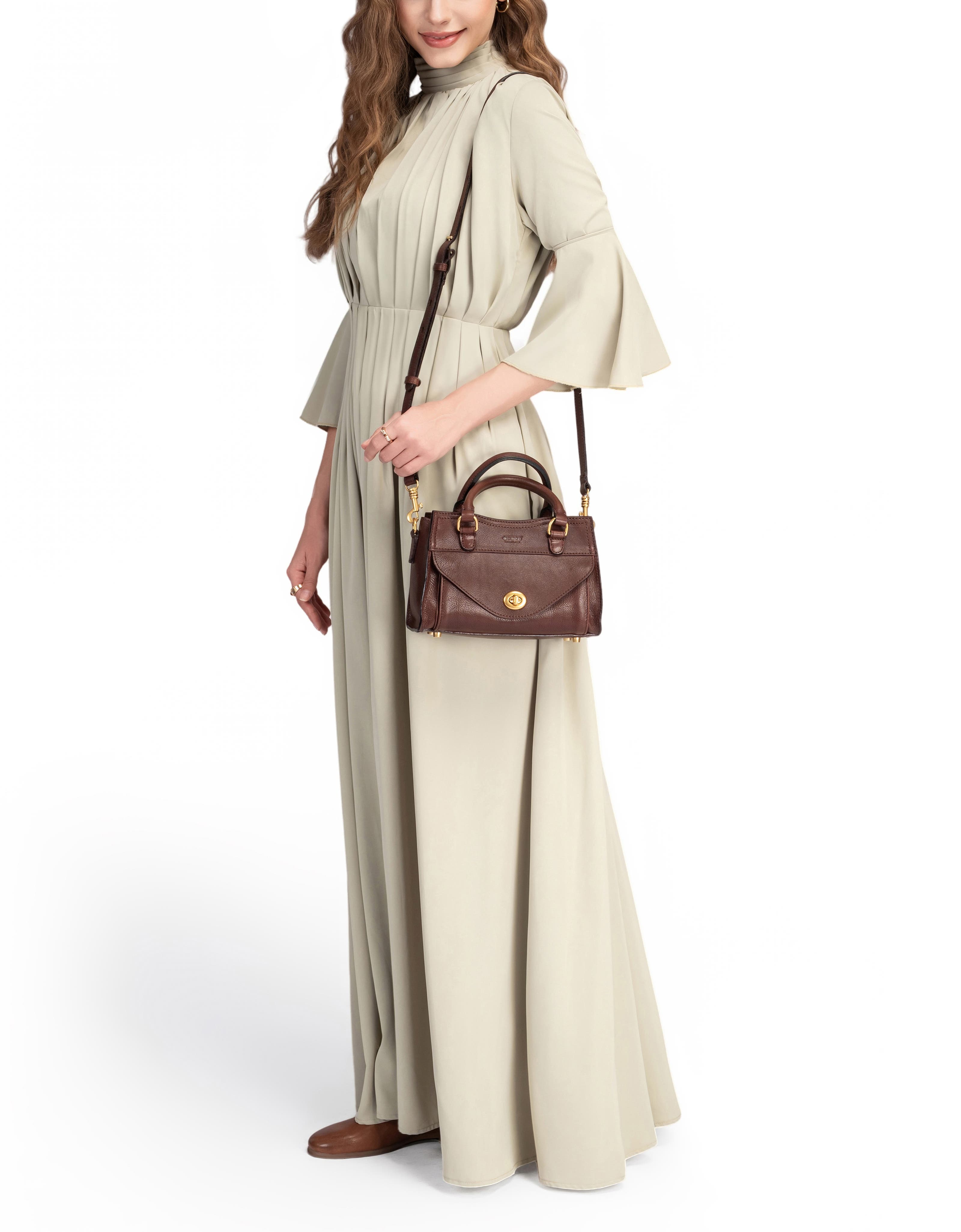 OLD TREND Lockwood Genuine Leather Compact Structured Satchel, Alternate, color, Brown