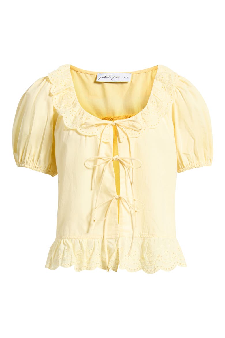 Aspen Tie Front Cotton Eyelet Embroidered Top, Alternate, color, MANGO