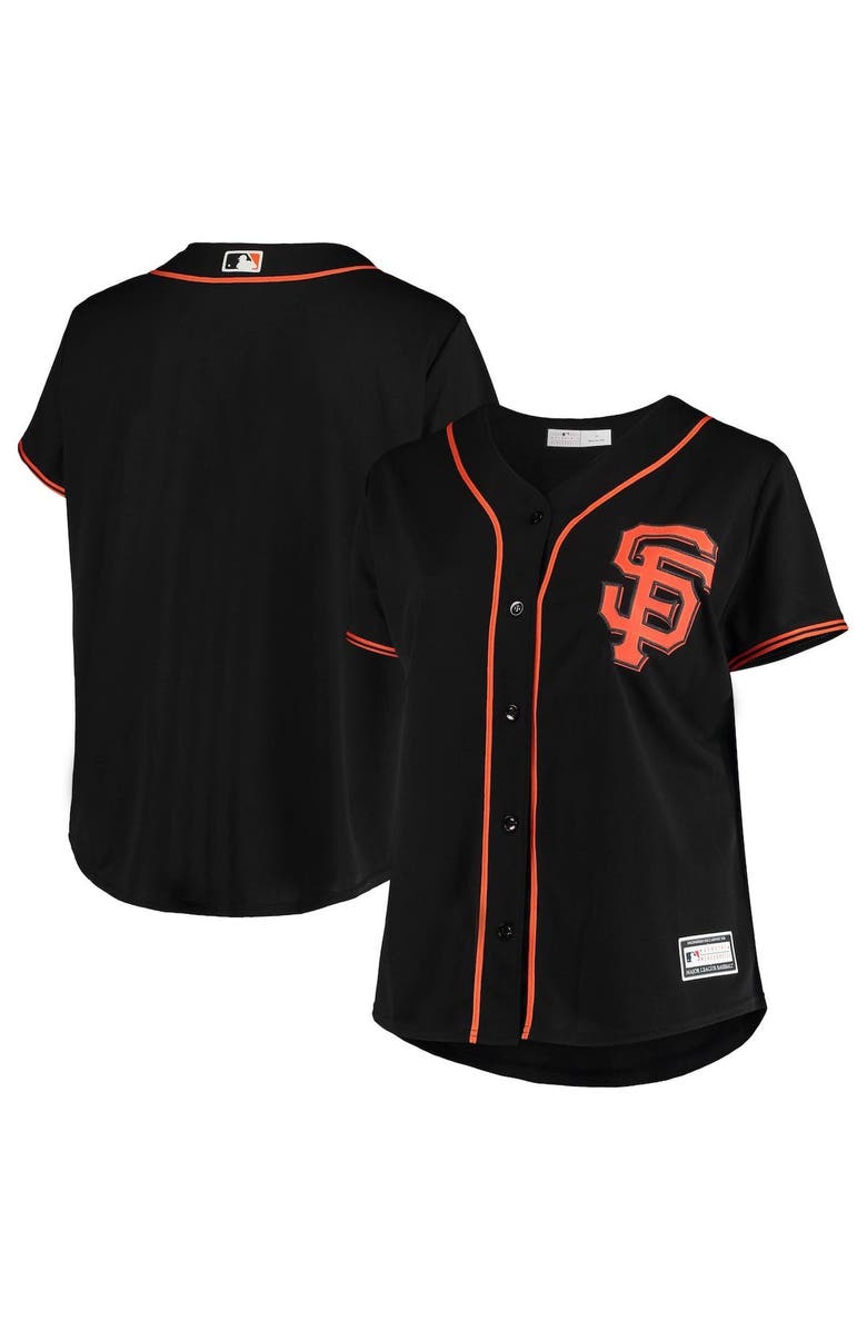 PROFILE Women's Black San Francisco Giants Plus Size Sanitized Replica Team Jersey, Main, color,