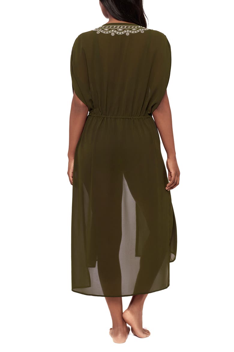 Beaded Embrodiered Georgette Cover-Up, Alternate, color, NORI
