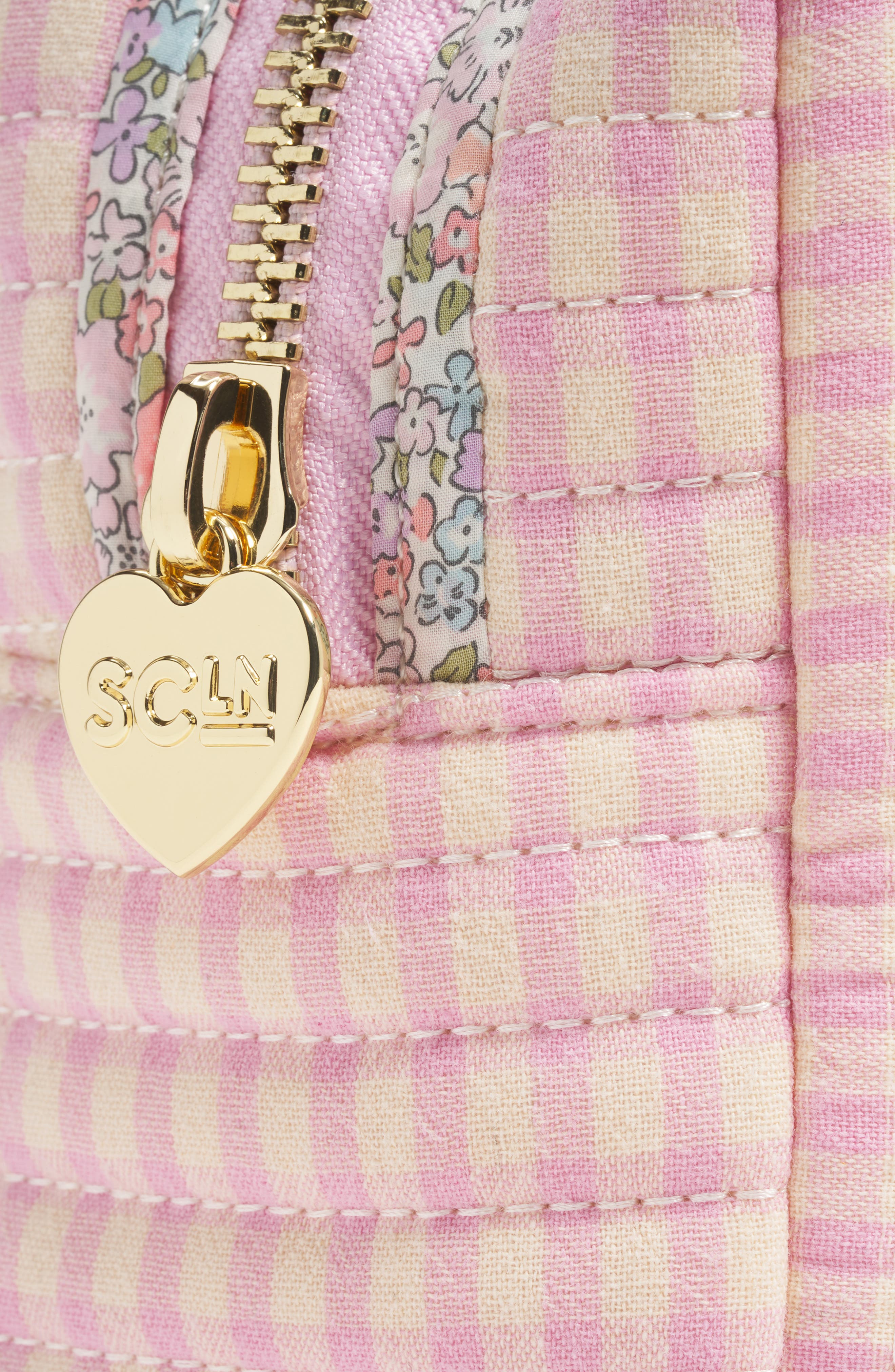 Stoney Clover Lane x Liberty Small Quilted Cotton Pouch, Alternate, color, Rose Gingham