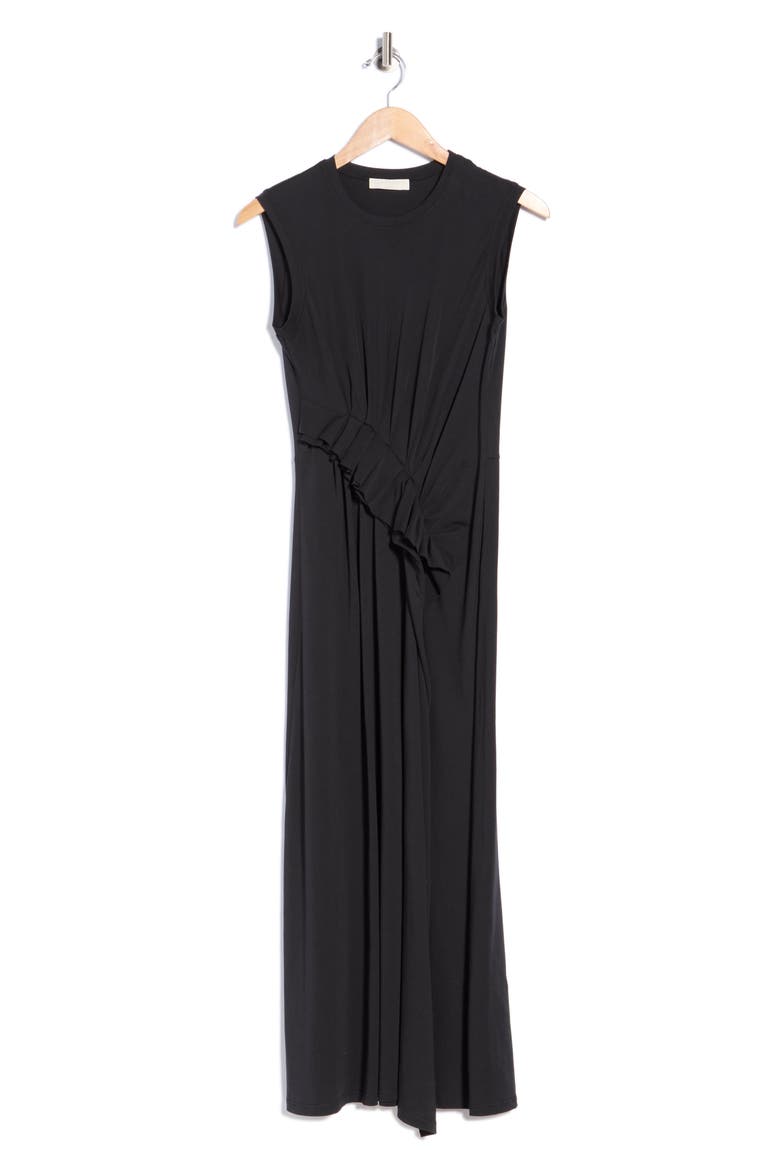 Jeune Sleeveless Ruffled Midi Dress, Main, color, NOIR