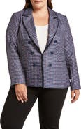 Tahari ASL Houndstooth Faux Double Breasted Blazer
