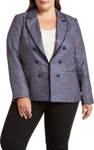 Tahari ASL Houndstooth Faux Double Breasted Blazer