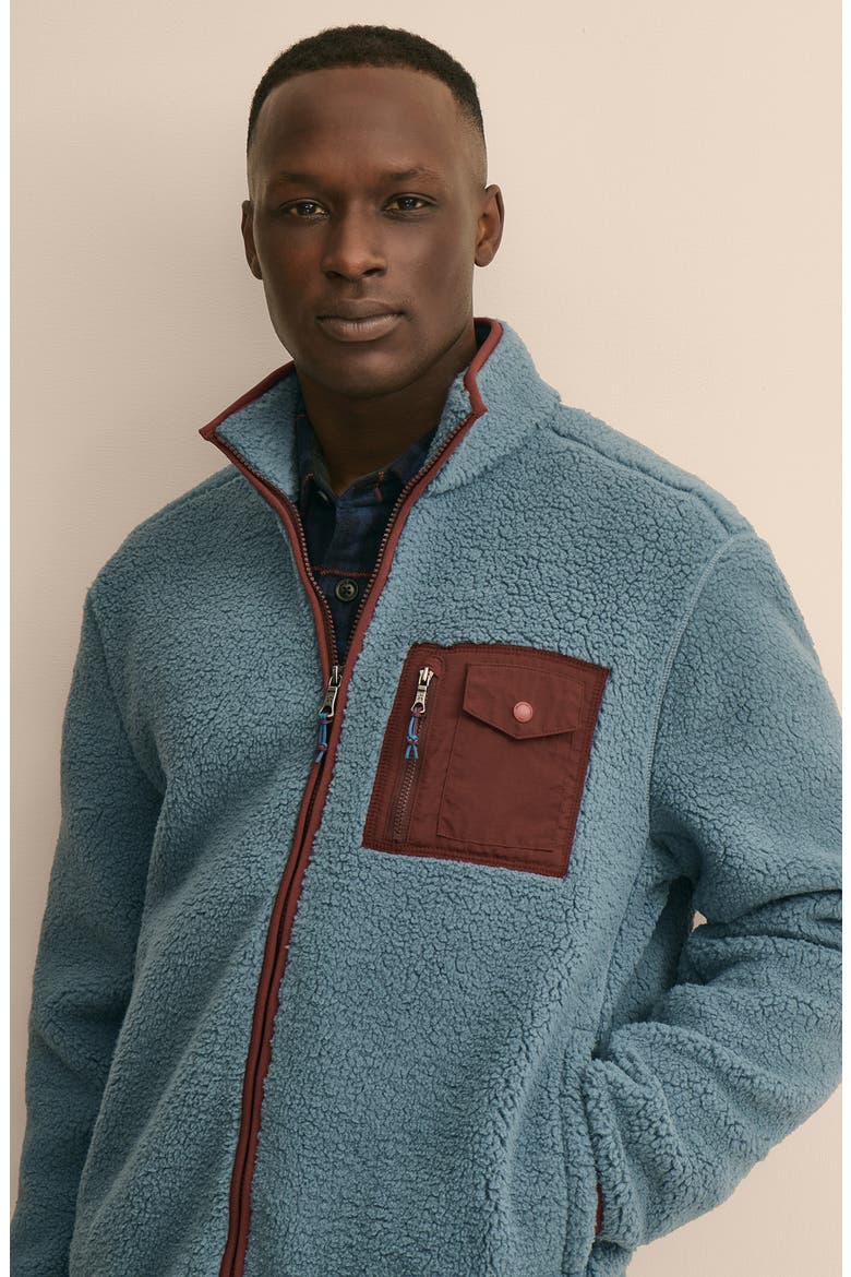 Teddy Fleece Full Zip Jacket, Alternate, color, STONE WASH BLUE HTR