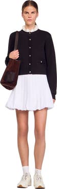 SANDRO Cardigan with detachable ruffle collar