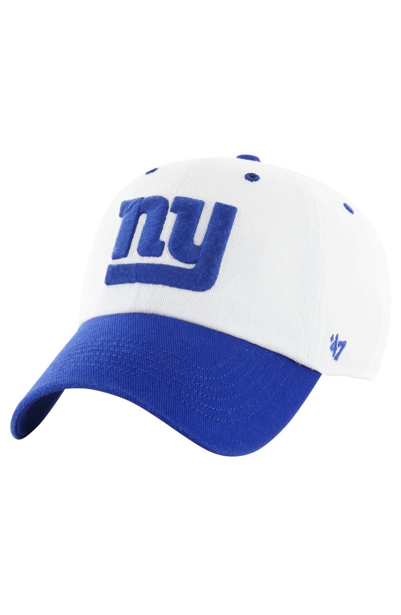 '47 Men's '47 White/Royal New York Giants Double Header Diamond Clean Up Adjustable Hat, Main, color, White