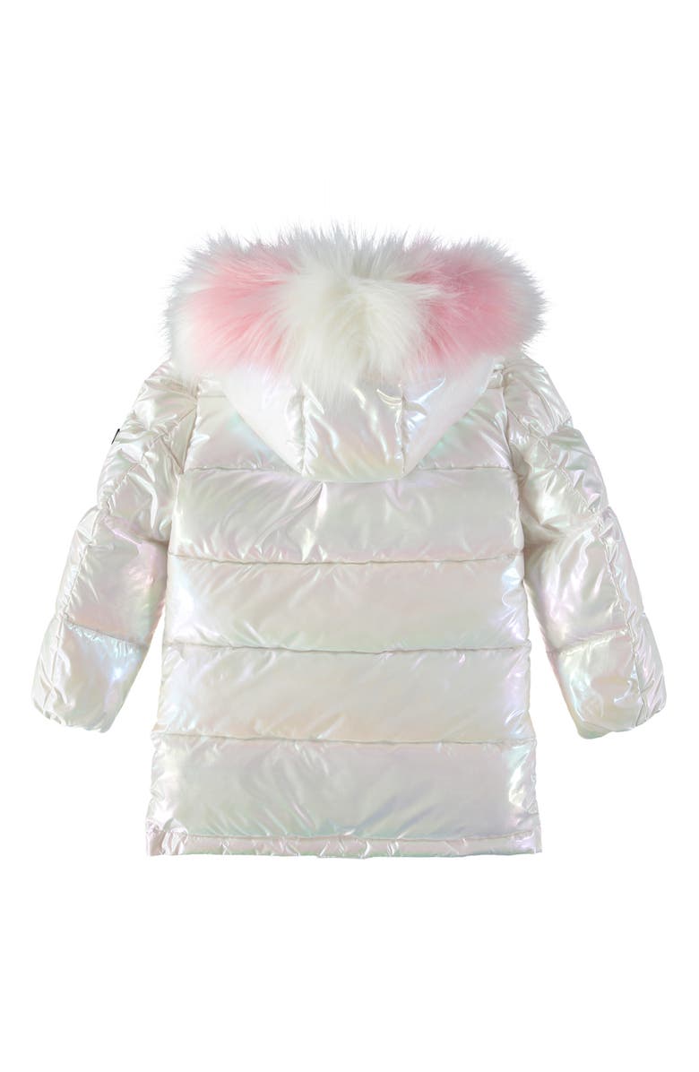 Sam Edelman Iridescent Faux Fur Trim Puffer Jacket, Main, color, 