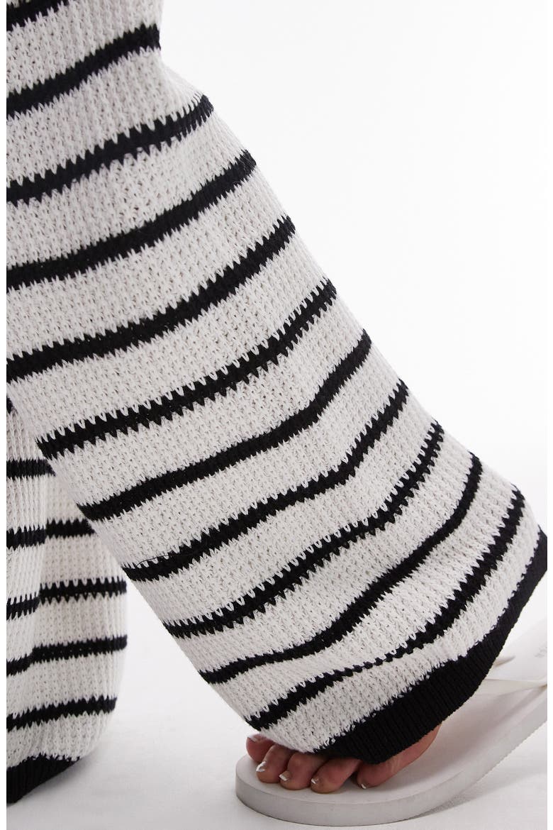Stripe Open Stitch Knit Drawstring Pants, Alternate, color, WHITE MULTI
