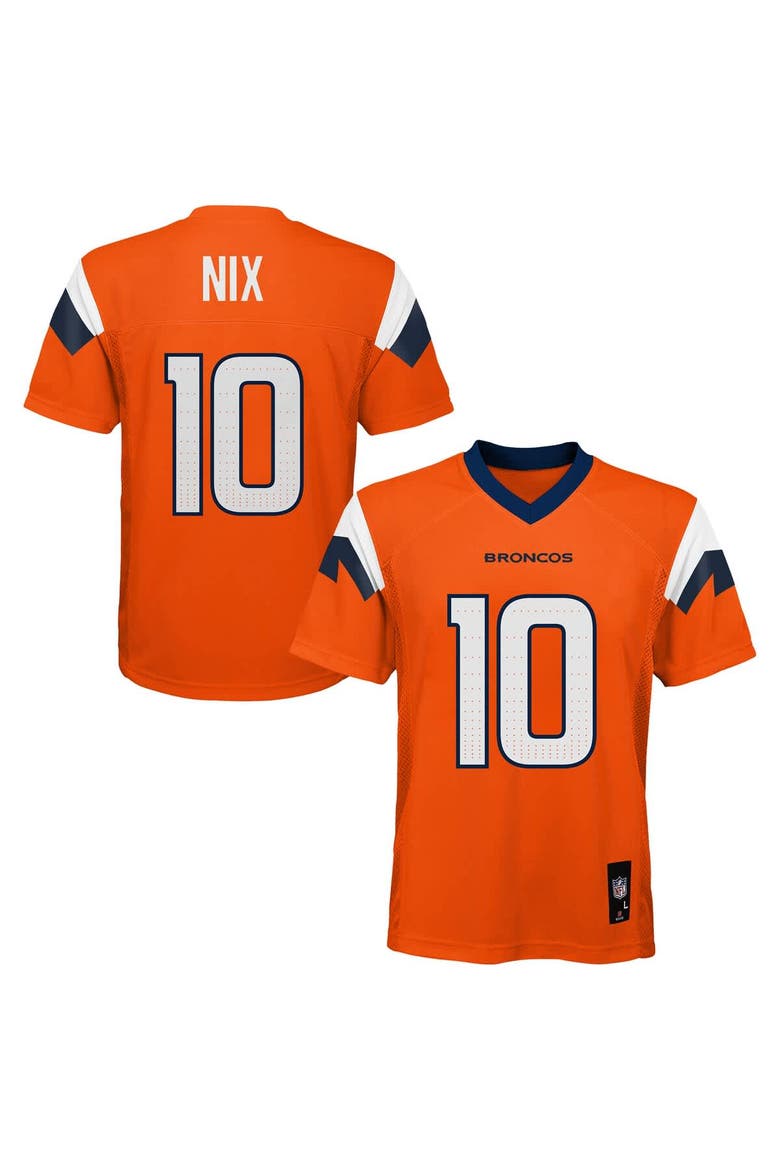 Youth Bo Nix Orange Denver Broncos Replica Player Jersey, Main, color, Orange
