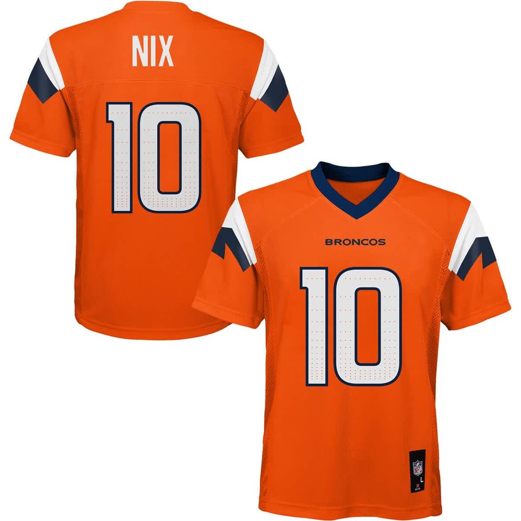 Outerstuff Kids' Youth Bo Nix Orange Denver Broncos Replica Player Jersey