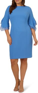 Adrianna Papell Tiered Organza & Knit Crepe Sheath Dress