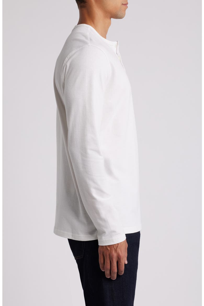 Cotton Blend Slub Piqué Henley, Alternate, color, WHITE