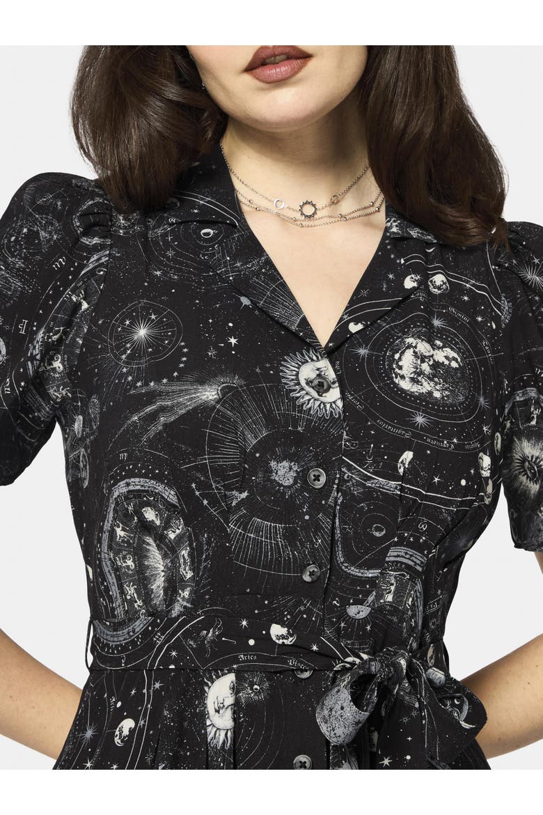 Elise Celestial Midi Shirt Dress, Alternate, color, Black