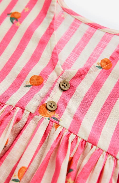 Shop Next Kids' Stripe Orange Cotton Dress In Pink